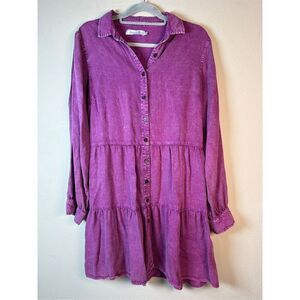 Billy T Purple Shirt Dress Tunic Sz M